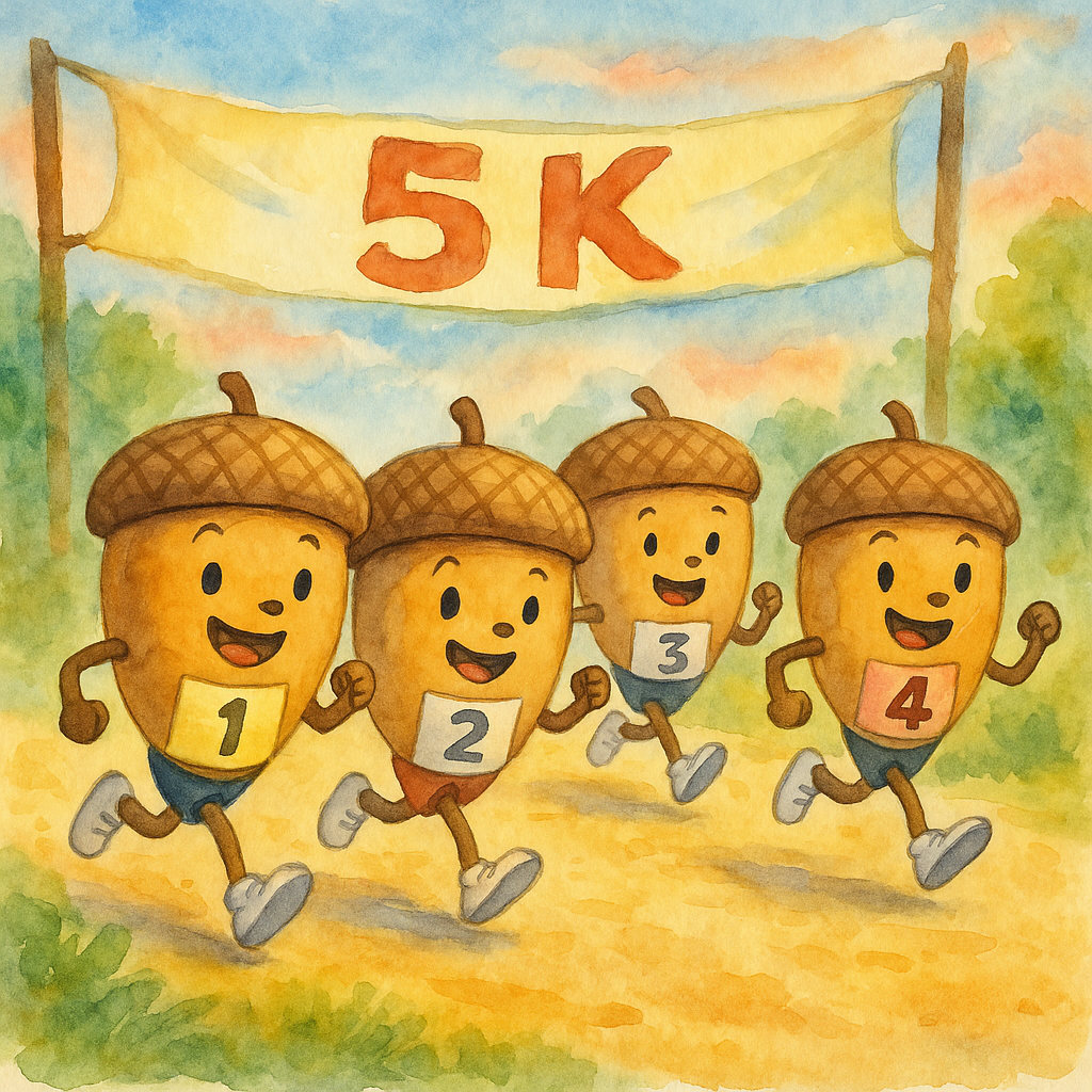 Cartoon Acorns running