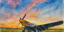 watercolor of WW2 plane